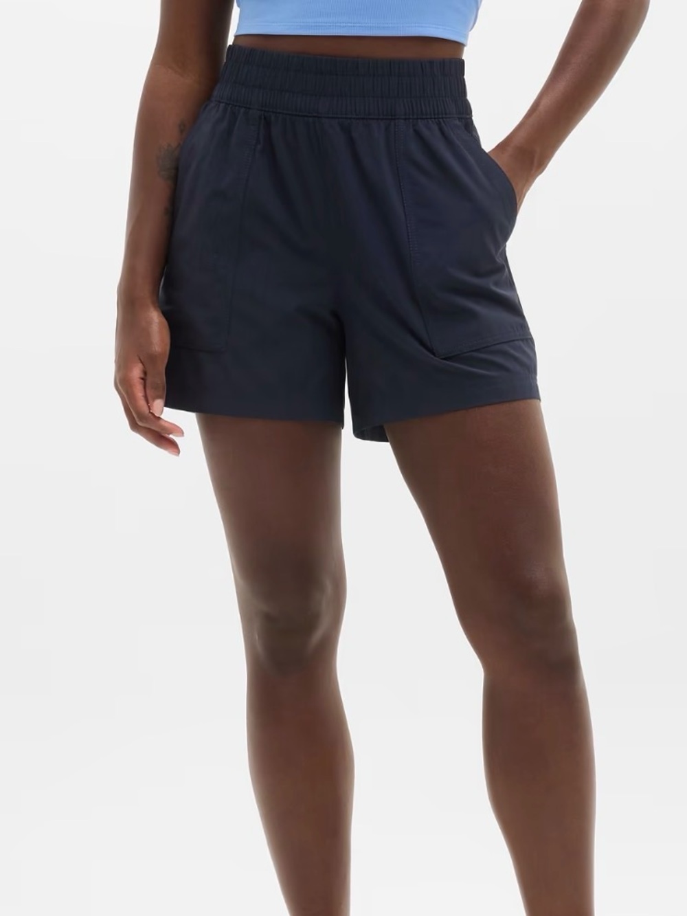 ATHLETA Women’s Wayfind High Rise 5” Short Navy Blue Size Large - Picture 2 of 11